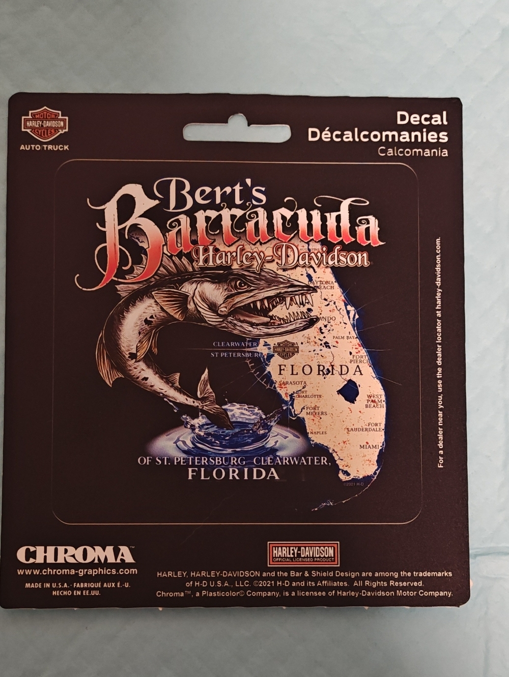 Harley-Davidson Bert's Barracuda Decal – Black & Cream with Red Accents